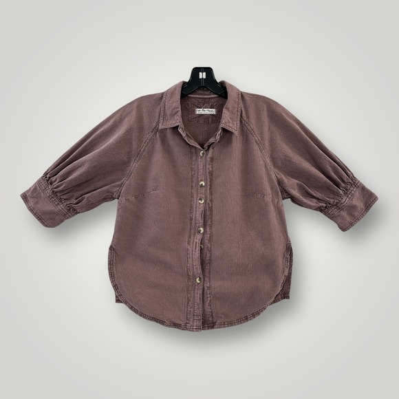 We The Free Tops - We The Free Shirt Womens Extra Small Purple Button Up 3/4 Sleeve Cotton Casual